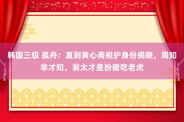 韩国三级 孤舟：直到黄心斋袒护身份揭晓，周知非才知，翁太才是扮猪吃老虎