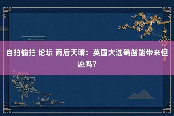 自拍偷拍 论坛 雨后天晴：英国大选确凿能带来但愿吗？