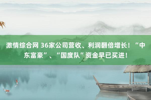 激情综合网 36家公司营收、利润翻倍增长！“中东富豪”、“国度队”资金早已买进！