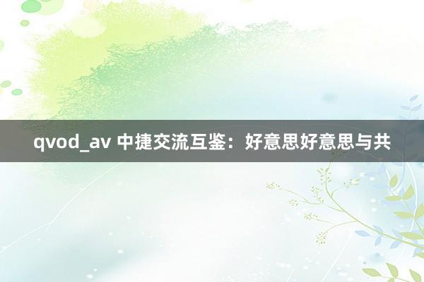 qvod_av 中捷交流互鉴：好意思好意思与共